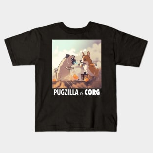 Pugzilla vs Corg Kids T-Shirt